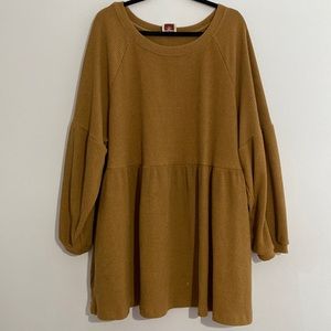 CURVE Plus size ribbed medium weight long babydoll sweater top